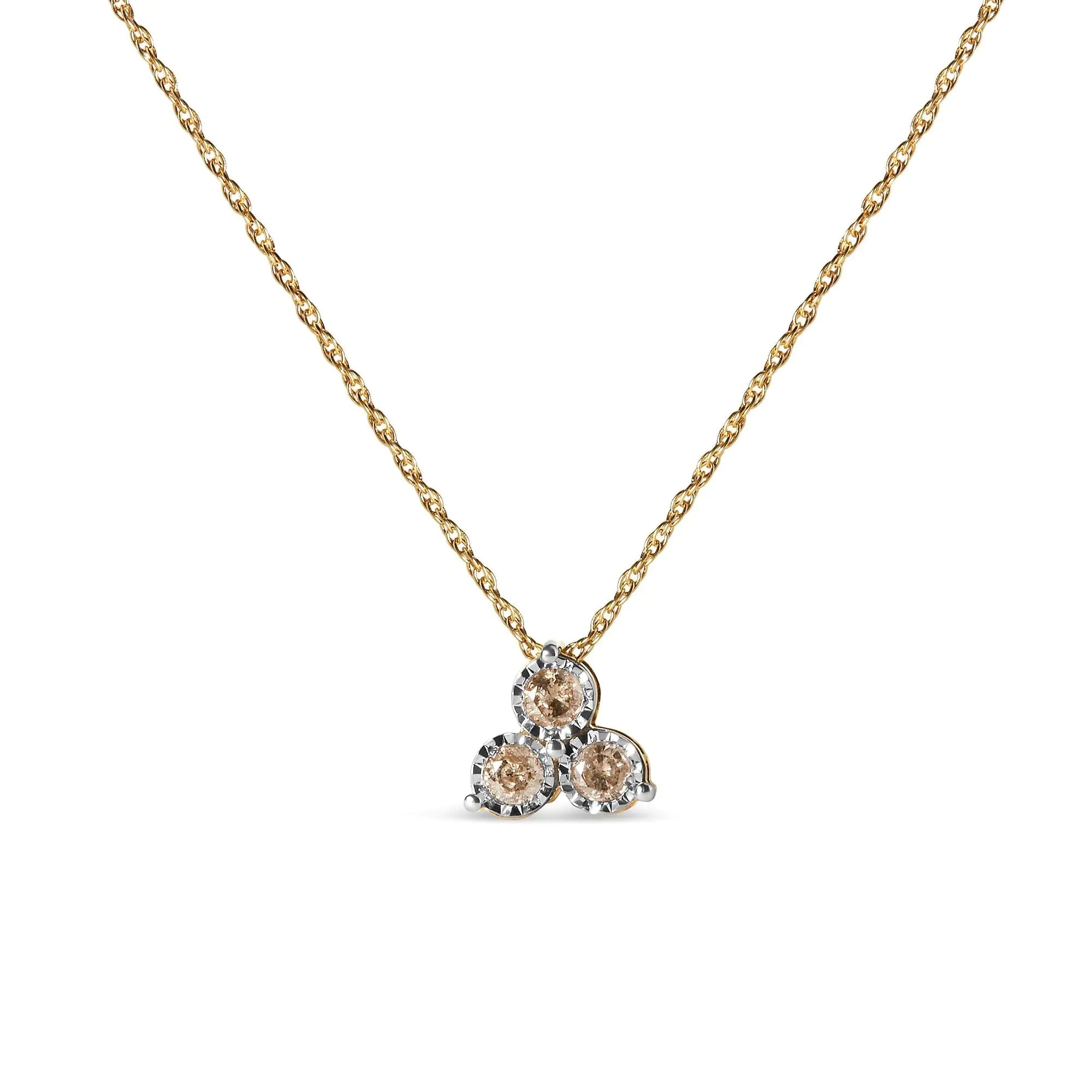 diamond 3 stone pendant necklace