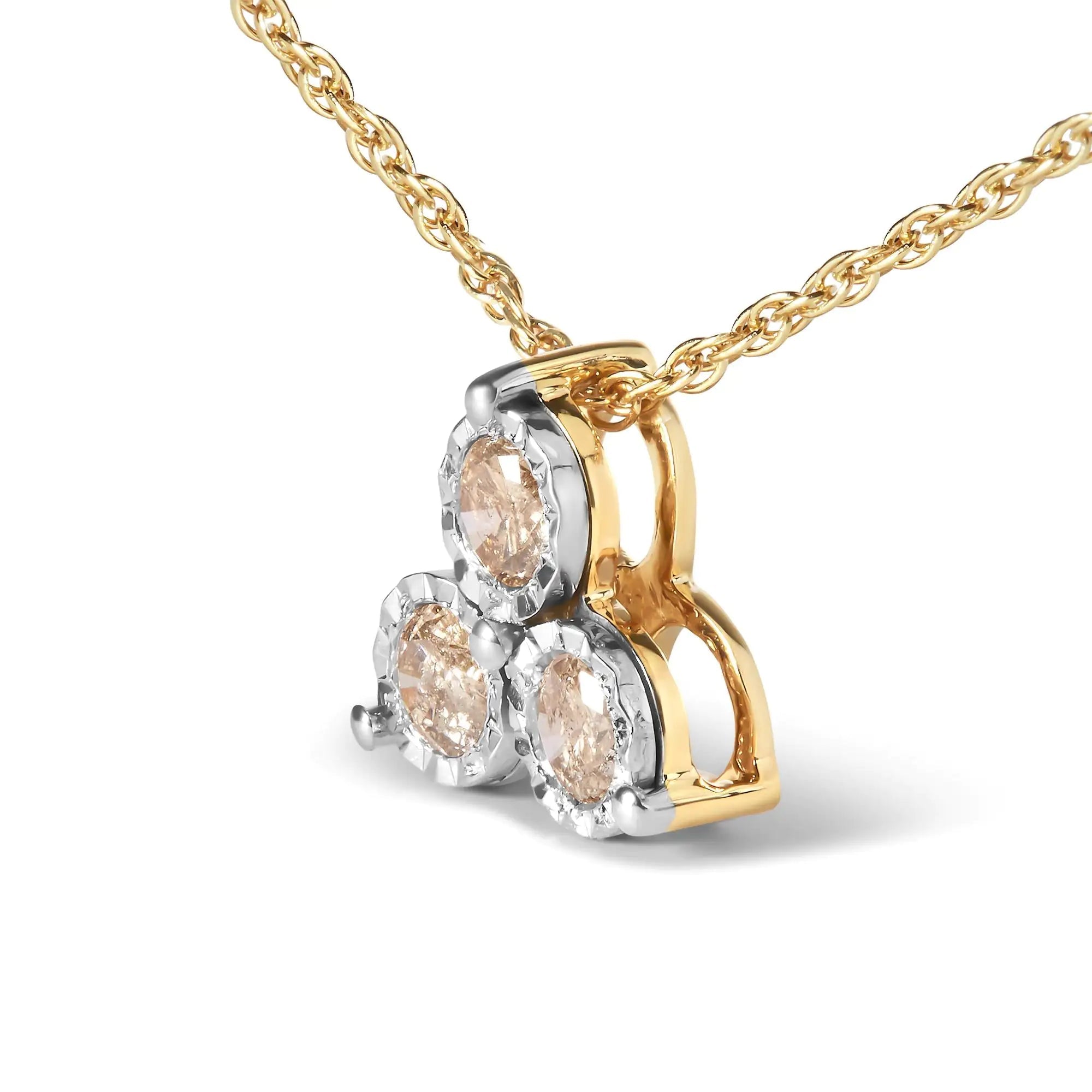 diamond 3 stone pendant necklace