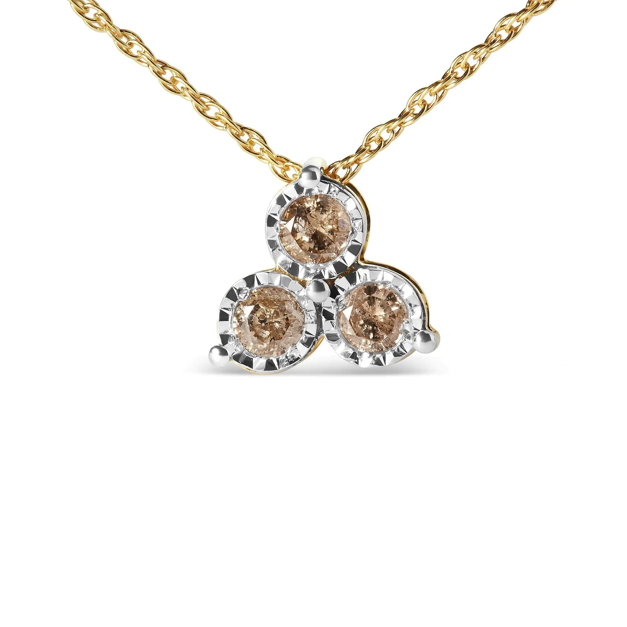 diamond 3 stone pendant necklace