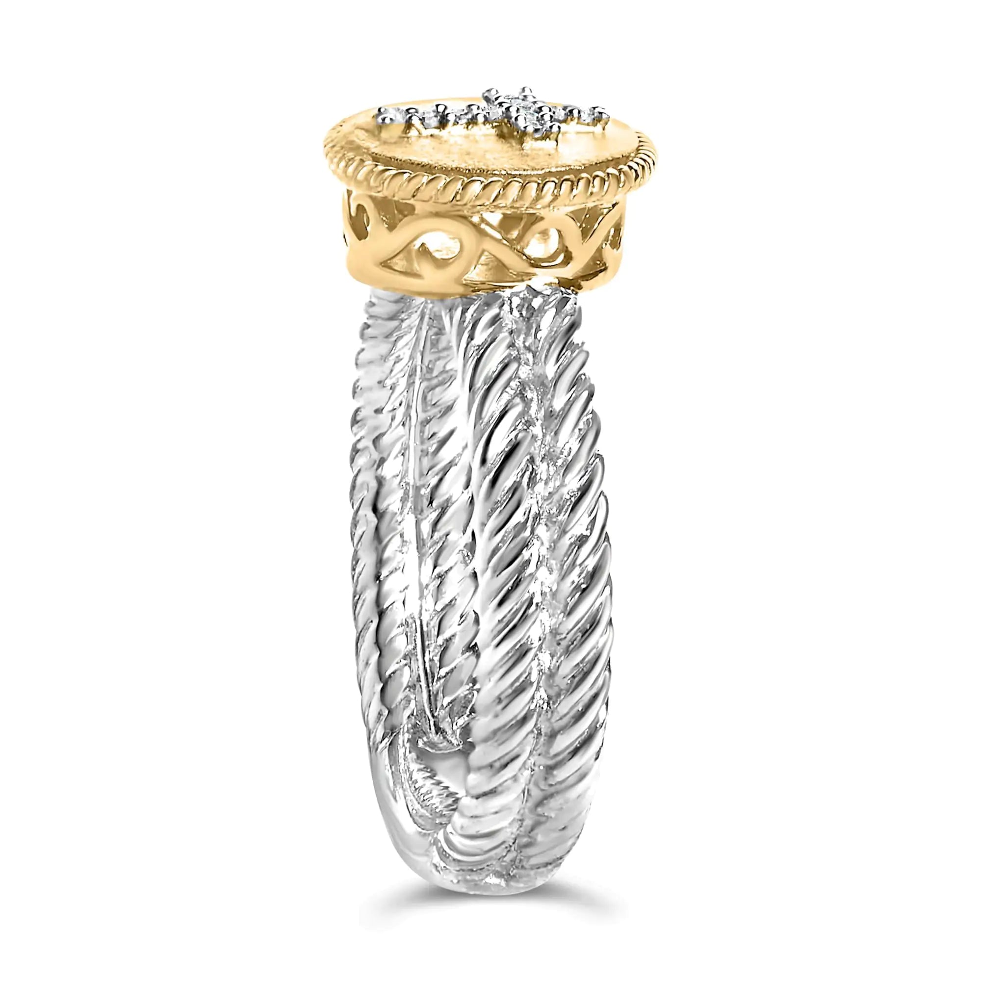 18K gold plated sterling silver diamond cross ring