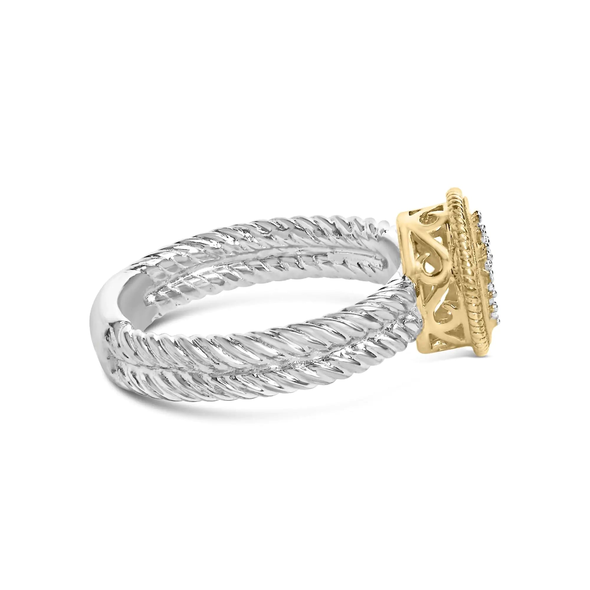 18K gold plated sterling silver diamond cross ring